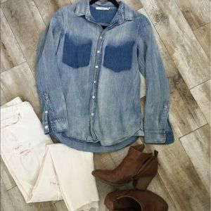 Ellison Jean long sleeve button down top